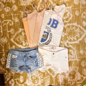 Lot of 6 woman's tank tops & Jean shorts size XS-S